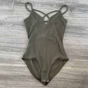 Navy green body suit